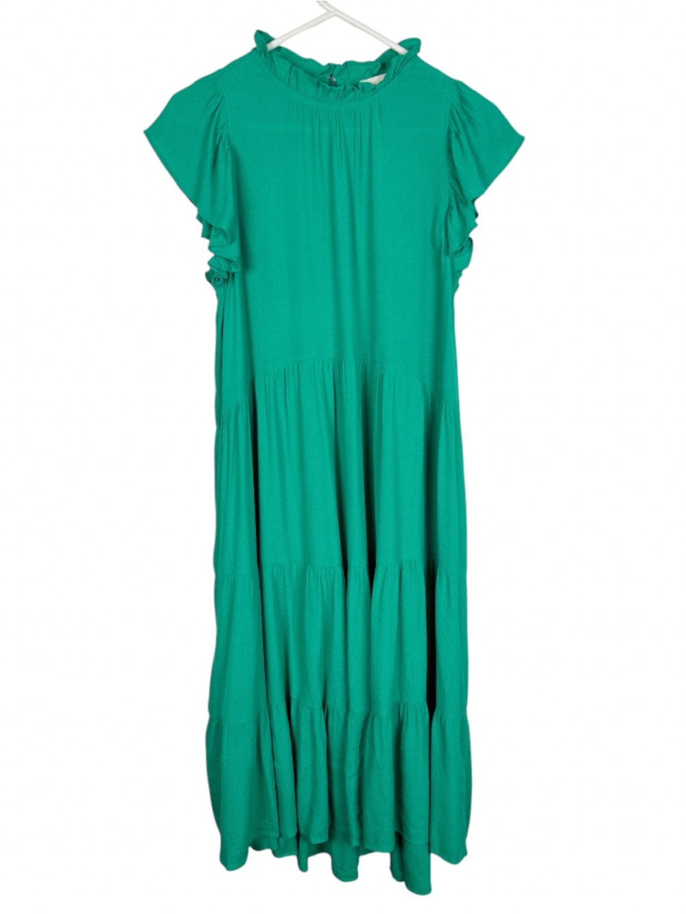 Pinch Dress Size Medium Tiered Midi Emerald Green Ruffle Cap Sleeve